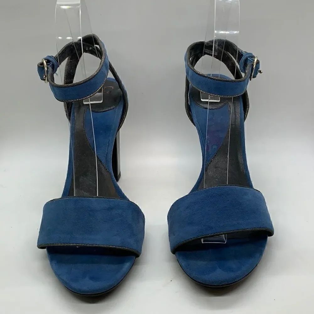 Diane Von Furstenberg blue Suede heel ankle strap sandals